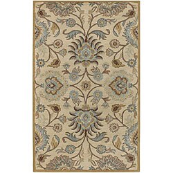 Hand-tufted Coliseum Beige Wool Rug (4' Round)