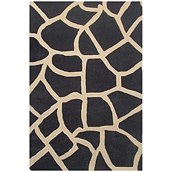 Hand-tufted Black Giraffe Wool Rug (6' x 9')