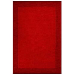 Hand-tufted Bordered Red Wool Rug (6' x 9')