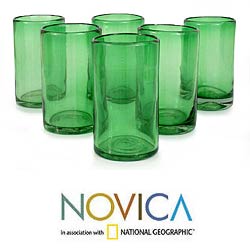 Set of 6 Highball 'Emerald Green' Glasses (Mexico)