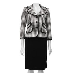 Nine West 2-piece 3-button Houndstooth Skirt Suit