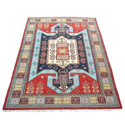 Indo Kazak Hand-knotted Red/ Gold Rug (7' x 10')