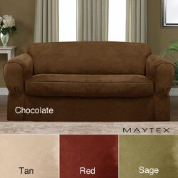 Maytex Piped Suede 2-piece Loveseat Slipcover