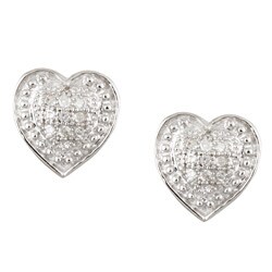 10k White Gold Diamond Heart Earrings