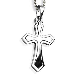 Stainless Steel Two-piece Laser-cut Cross Necklace