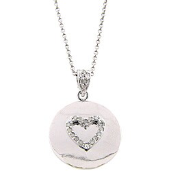 Sterling Silver 1/6ct TDW Diamond Heart Medallion Necklace