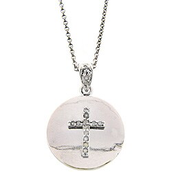 Sterling Silver 1/8ct TDW Diamond Cross Necklace (J-K, I3)