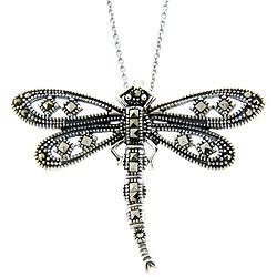Sterling Silver Marcasite Dragonfly Necklace