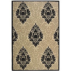 Indoor/ Outdoor St. Barts Sand/ Black Rug (4' x 5'7)