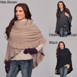 Portolano Women's Cashmere Ruffled Shawl