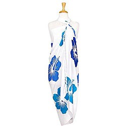 Hawaiian-style Blue/ White Pareo Sarong (Indonesia)