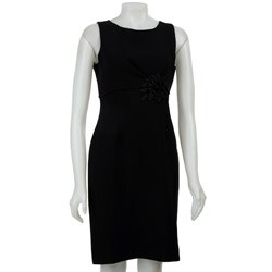 Ellen Tracy Women's Black Sleeveless Crepe Dress 