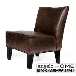 angelo:HOME Davis Armless Chair Renu Leather Coffee Brown