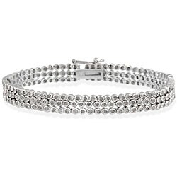 Sterling Silver 2ct TDW Diamond 3-row Bracelet (I-J, I3)