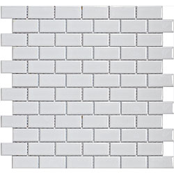 SomerTile 11.75x11.75-in Victorian Subway 1x2-in White Porcelain Mosaic Tile (Pack of 10)