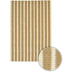 Hand-woven Tan/ White Jute Rug (2'6 x 7'6)