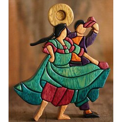 Cedar/ Mahogany 'Dance and Flirt' Sculpture (Peru)