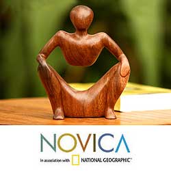 Wood 'Abstract Sitting' Sculpture (Indonesia)