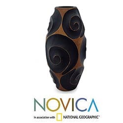 Mango Wood 'Black Melody of Art' Vase (Thailand)