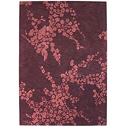 Hand-tufted Plum/ Apricot Wool/ Cotton Rug (8' x 11')