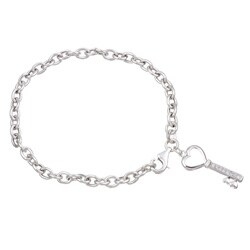 Sterling Silver Diamond Key-to-my-heart Bracelet