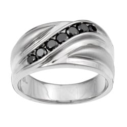 Stainless Steel Men's 1/2ct TDW Black Diamond Ring