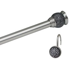Safari Satin Nickel Rod and Hook Set