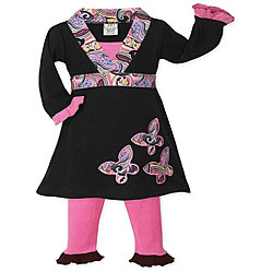 Sweet Jojo Designs Girls' Pink/ Black Butterfly Dress Set