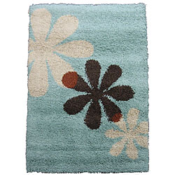 Salsa Flower Power Light Turquoise Rug (3'3 x 5'3)
