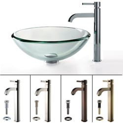 Kraus Glass Vessel Sink and Ramus Bathroom Faucet