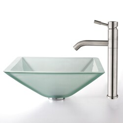 Kraus Aquamarine Frosted Sink/ Aldo Stainless Steel Faucet