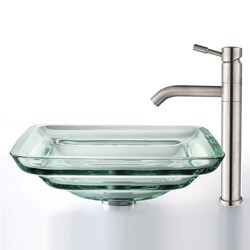 Kraus Oceania Clear Glass Sink/ Aldo Steel Faucet