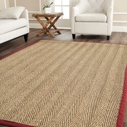 Hand-woven Sisal Natural/ Red Seagrass Rug (8' x 10')