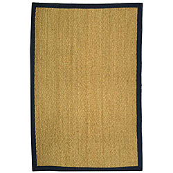 Hand-woven Diamonds Natural/ Blue Seagrass Rug (8' x 10')