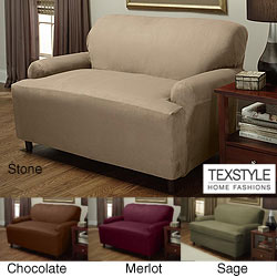 TexStyle Stretch Microsuede 1-piece T-cushion Loveseat Slipcover