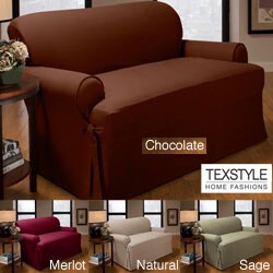 TexStyle Peachskin Microfiber Suede T-cushion Sofa Slipcover