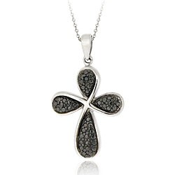 Sterling Silver Black Diamond Accent Cross Necklace