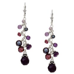 Charming Life Sterling Silver Amethyst/ Crystal Fringe Earrings