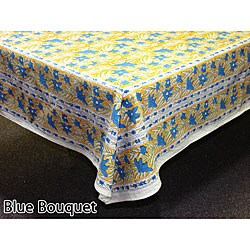 Fair Trade Blue Bouquet Table Cover and Napkin Set (India)