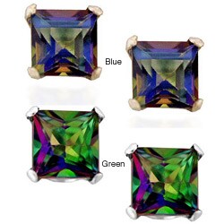 10k White Gold Topaz Stud Earrings