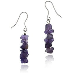 Stonique Creations Sterling Silver Amethyst Chip Dangle Earrings
