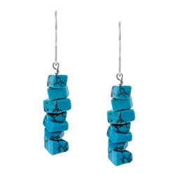 Glitzy Rocks Sterling Silver Turquoise Chip Dangle Earrings
