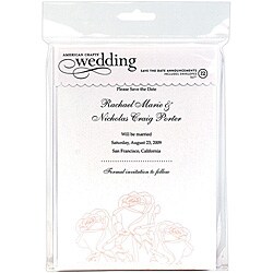 Glitter Rose Save The Date Announcements and Envelopes (Box of 12)