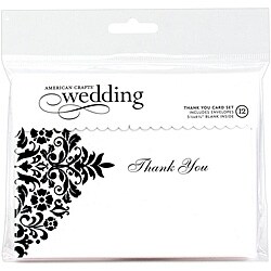 Damask Flocked Thank You Cards and Envelopes (Set of 12)