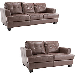 Rialto Premium Brown Leather Sofa and Loveseat Set