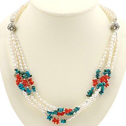 Pearl Coral 4-strand Necklace (Thailand)