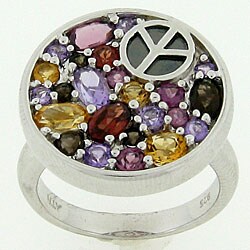 Meredith Leigh Sterling Silver Multi-gemstone Peace Ring