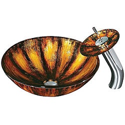 Vigo Glass Hand-painted Vessel Sink and Faucet