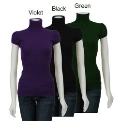 Necessary Objects Junior's Cap Sleeve Turtleneck Sweater