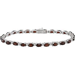 Sterling Silver Garnet and White Topaz Bracelet
